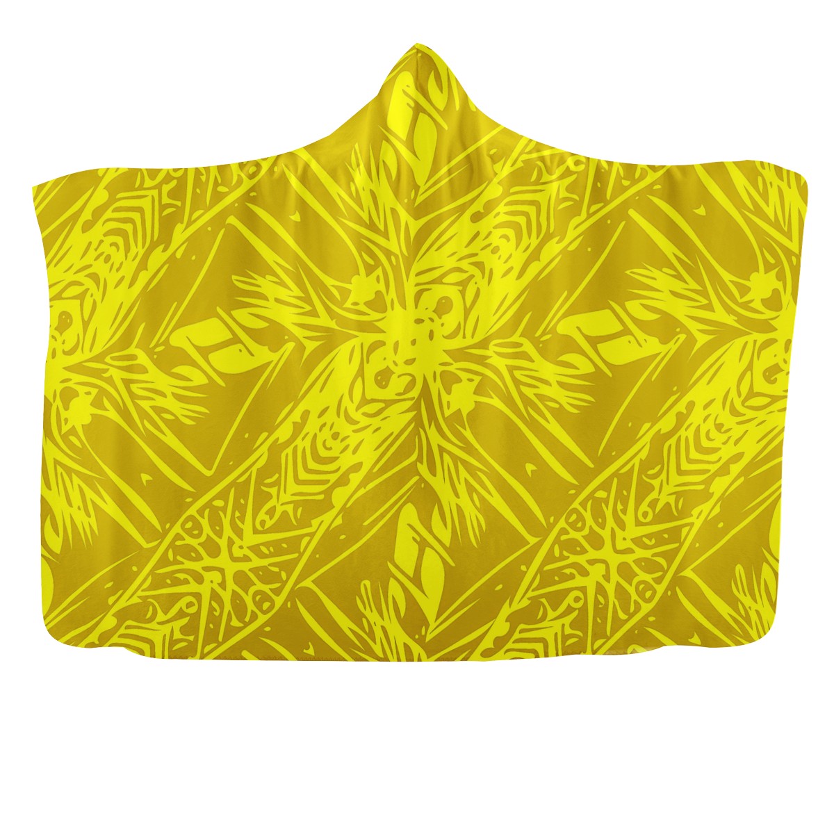 Yellow Fern Vector Abstract Hooded Blanket