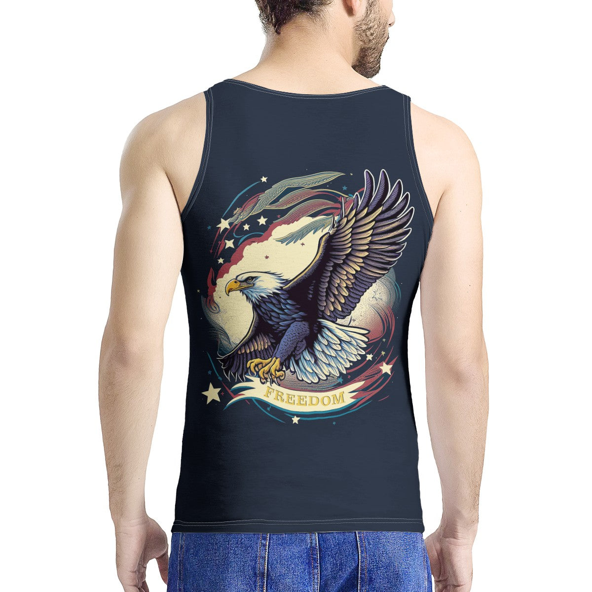 Freedom Flyer: Celebrating the Bald Eagle as a Symbol of Freedom and Strength in the USA Men's All Over Print Tank