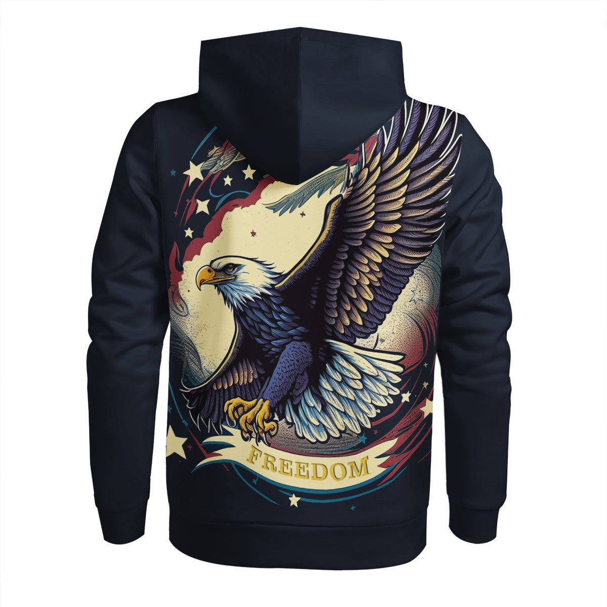 Freedom Flyer: Celebrating the Bald Eagle as a Symbol of Freedom and Strength in the USA Men's All Over Print Zip Hoodie