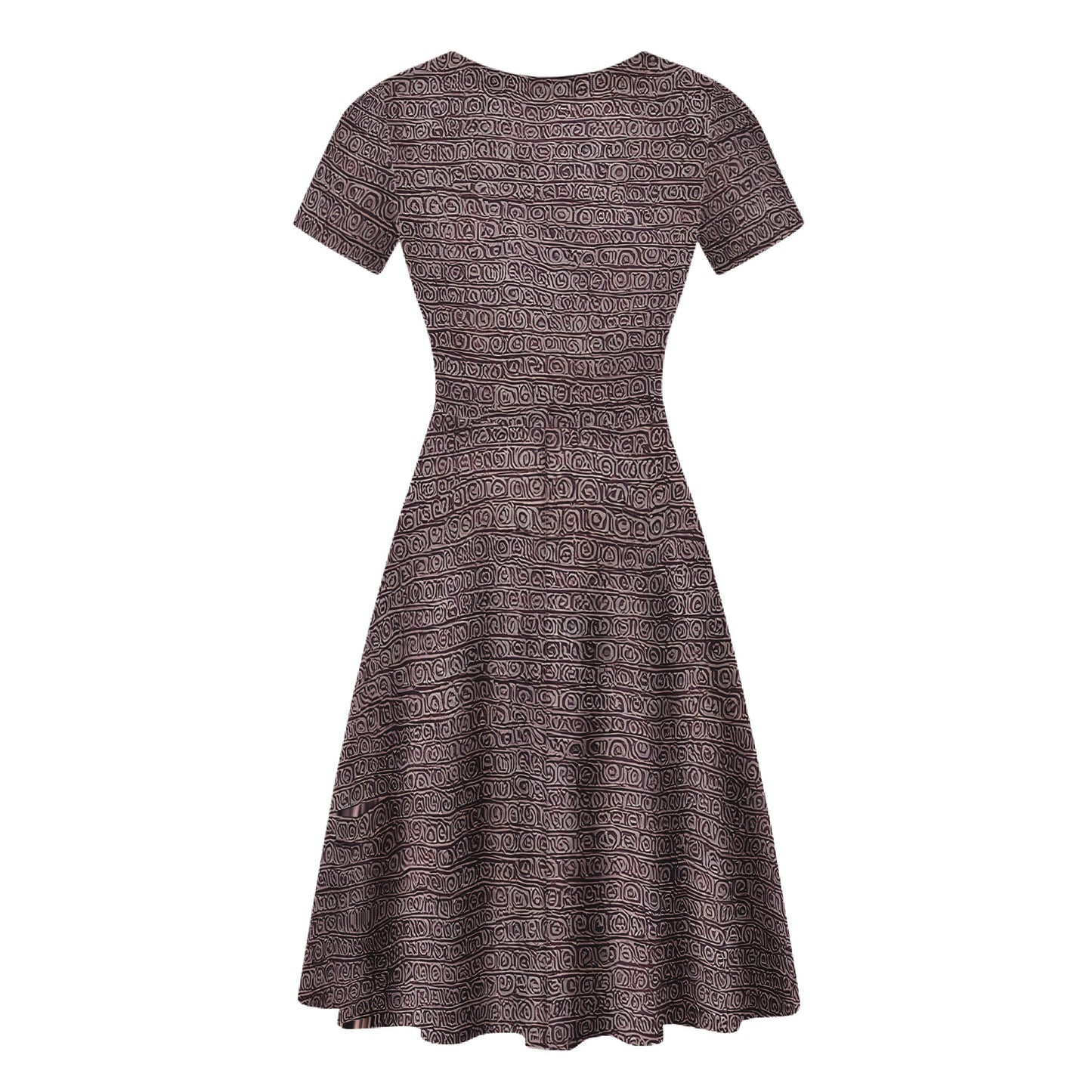 African | Ethnic | Mudcloth | V-Neck Women Ruffle Bottom Dress