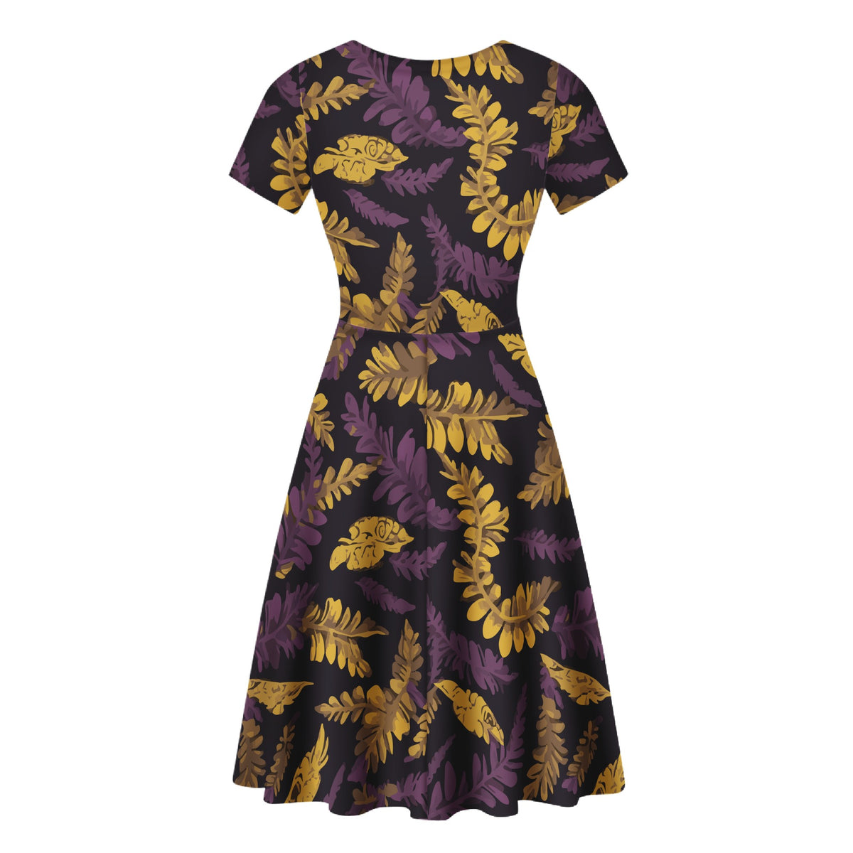 Lauae Purple and Yellow Women Scoop Neck Ruffle Dress
