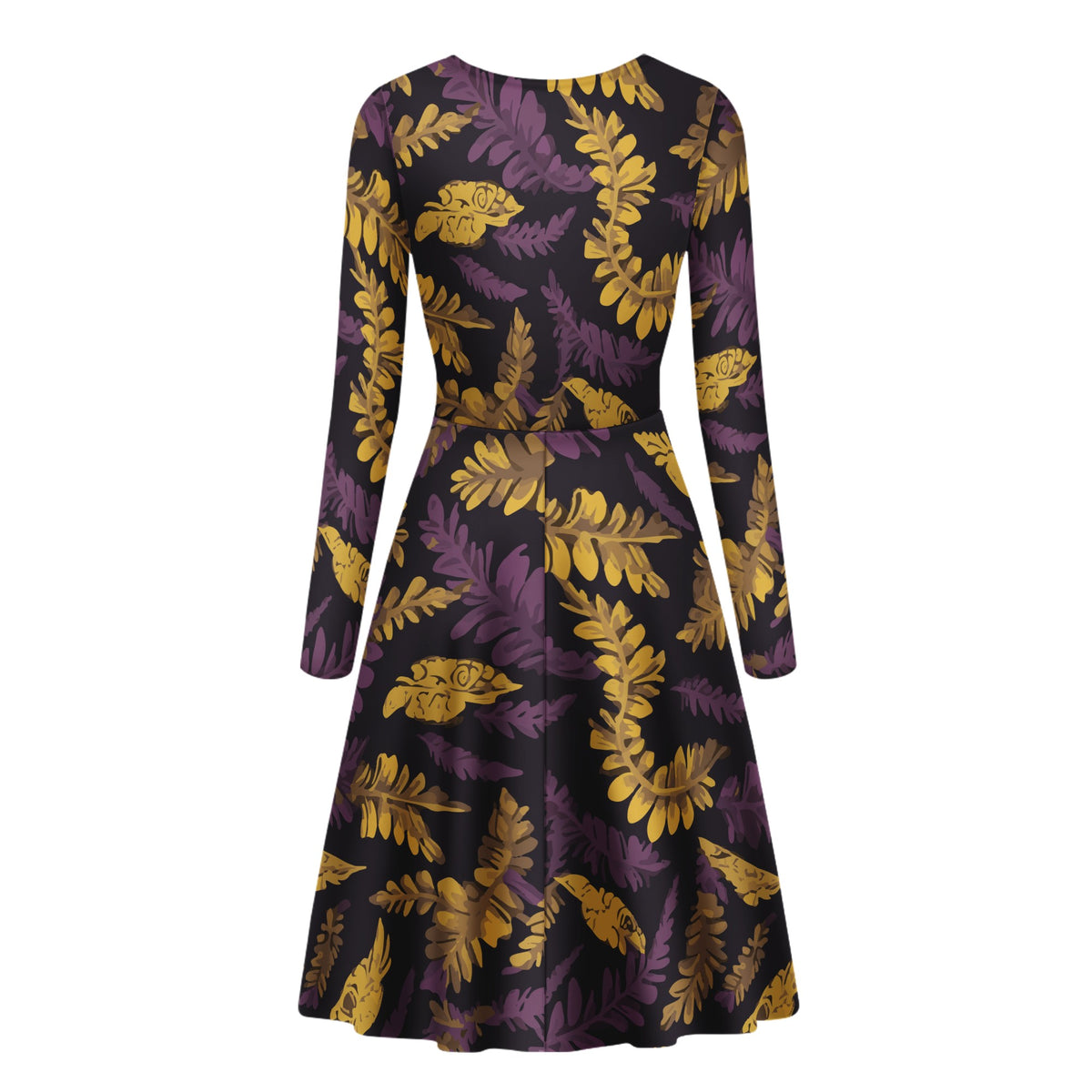 Lauae Purple and Yellow Women Long Sleeve Ruffle Dress