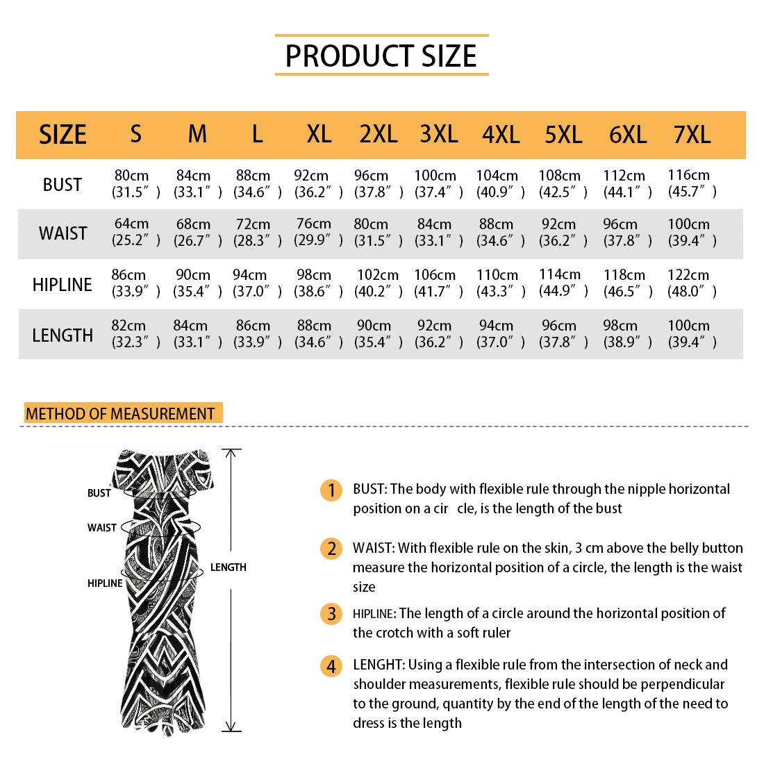 Polynesian Off Shoulder Fishtail Dress Up to 7XL