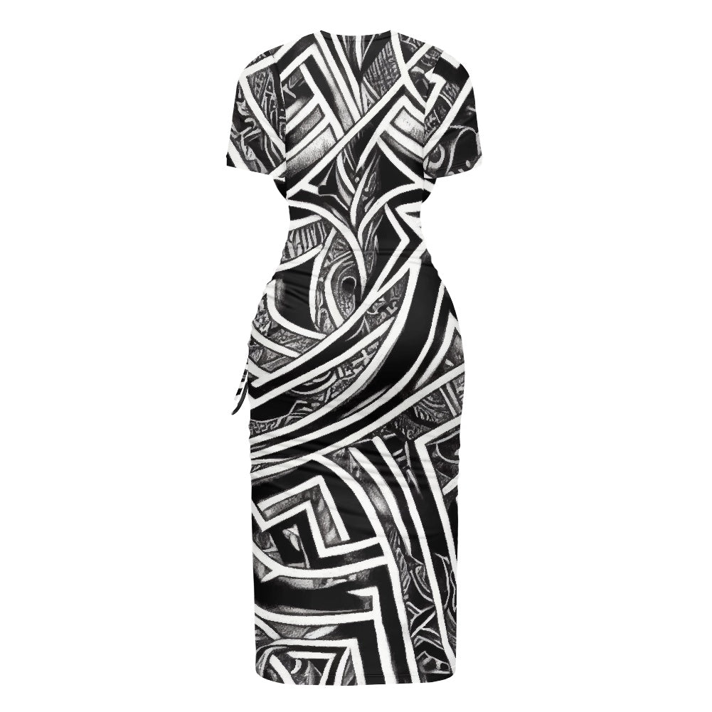 Polynesian Women's Slit Bodycon Dress Up to 3XL