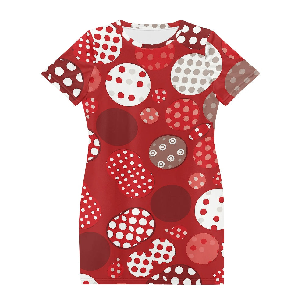 Women's Round Neck Short Sleeve Midi Skirt