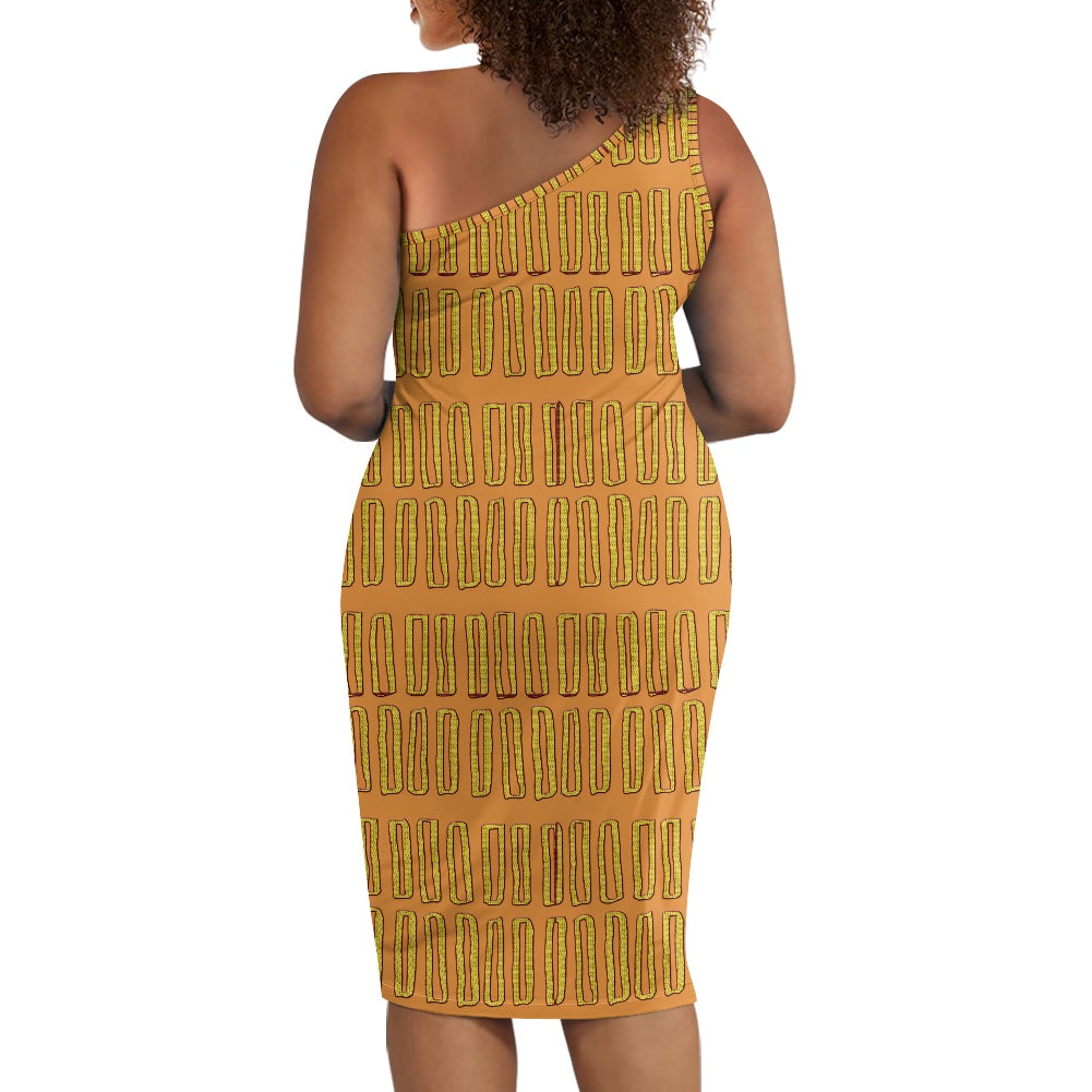 Discover Elegance: Luxtrini's One-Shoulder Slim Dress - Mudcloth