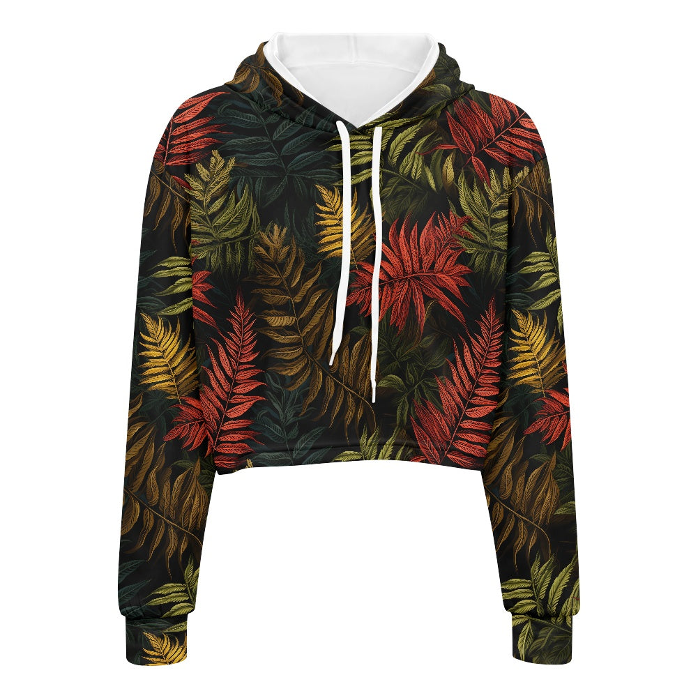 Women's midriff-baring sweatshirt - Tropical white