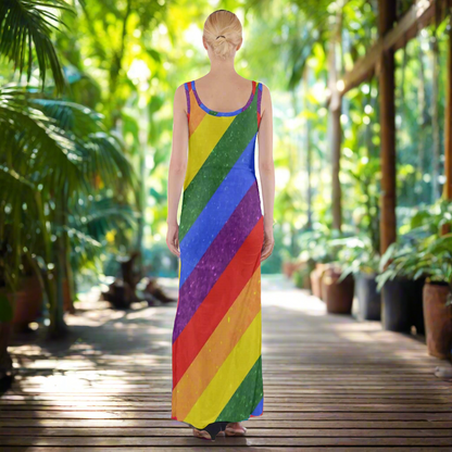 LGBTQ - Rainbow Pride Thigh Split Maxi Dress by Luxtrini