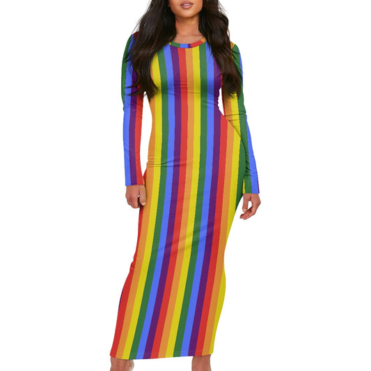 Rainbow Women's long-sleeved dress (extended)