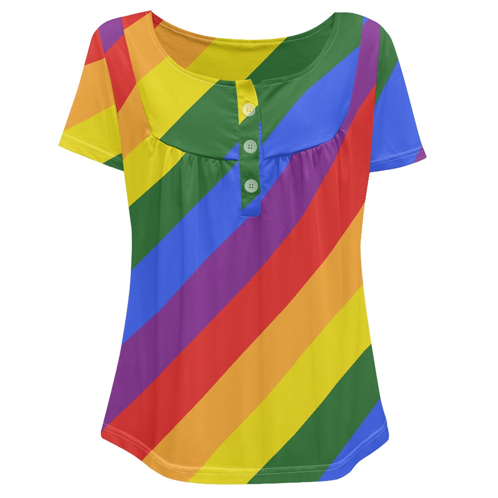 Rainbow Casual round neck short sleeve T-shirt