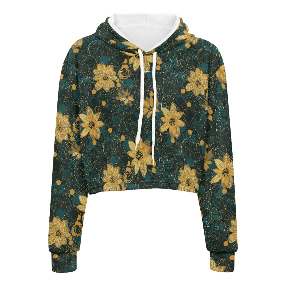 Women's midriff-baring sweatshirt - Gold & Green white