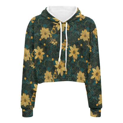 Women's midriff-baring sweatshirt - Gold & Green white