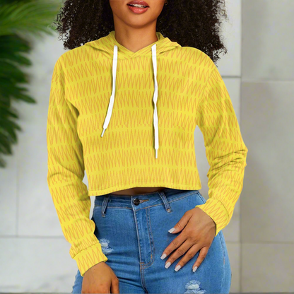 Women's midriff-baring sweatshirt - Yellow mudcloth