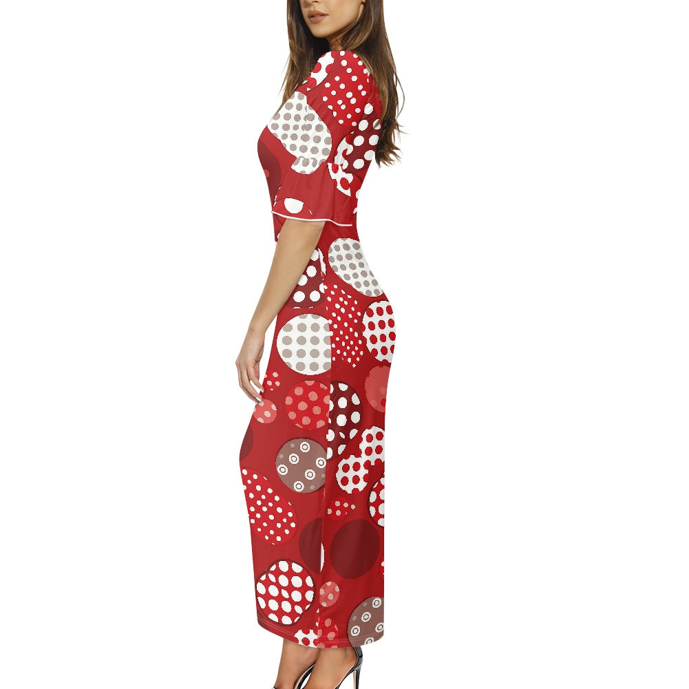 Stylish Scoop Neck Ankle-Length Dress with Unique Ruffled Sleeves for Women