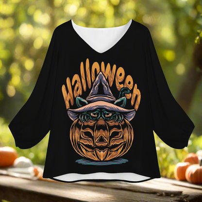 Halloween Women Long Sleeve Puff Sleeve Blouse