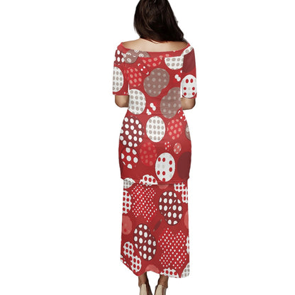 Red Polka Dot Guinea Style Maxi Dress Set