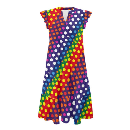 Women's V-neck pocket waist patchwork dress