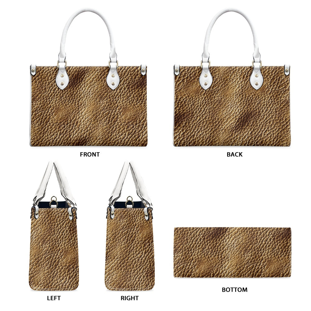 Golden Grain: Timeless Brown Leather for Women Women's PU Leather Twill Handbag