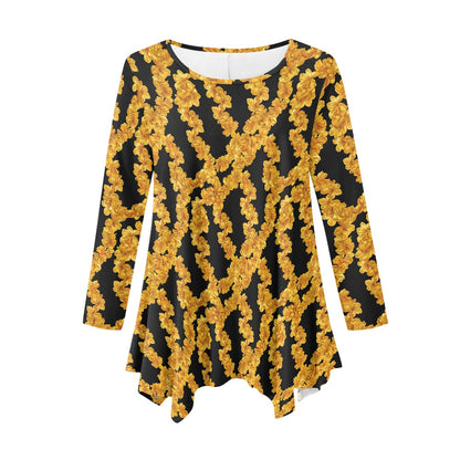 Women's Irregular Long Sleeve Floral Top – Elegance at Its Finest 6XL