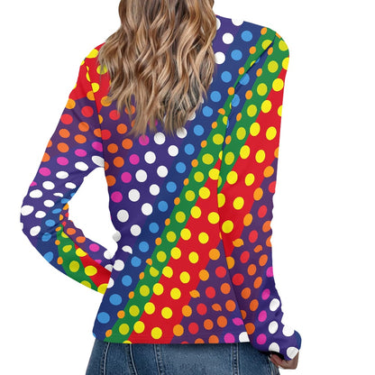 LGBTQ-Friendly Rainbow Polka Dot Women's Long Sleeve T Shirt by Luxtrini