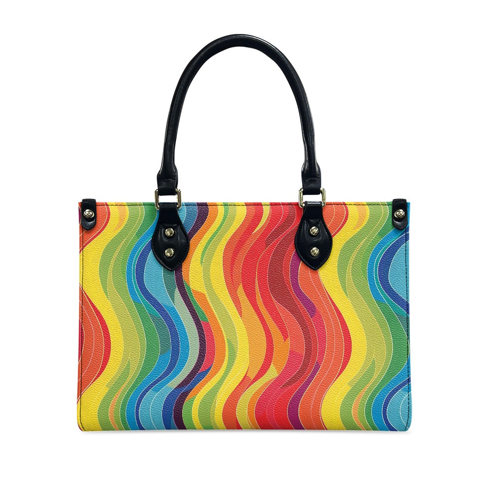 Wavy Rainbow Women's PU leather twill handbag