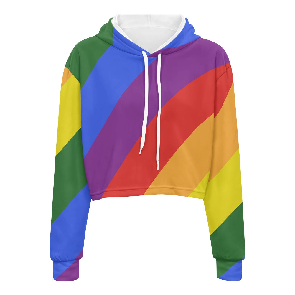 Women's Midriff-Baring Sweatshirt - Rainbow Pride white