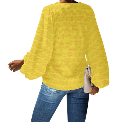 V-Neck Puff Sleeve Chiffon Blouse