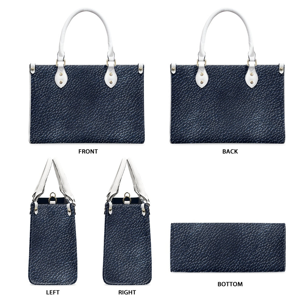 Navy Women's PU leather twill handbag