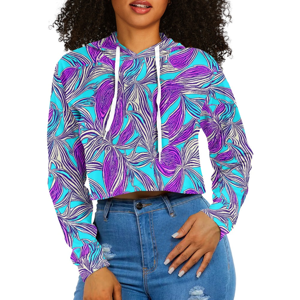 Women's midriff-baring sweatshirt - Abstract
