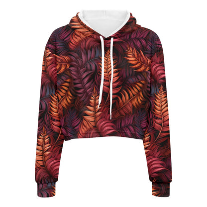 Women's midriff-baring sweatshirt - Red Tropical Passion white