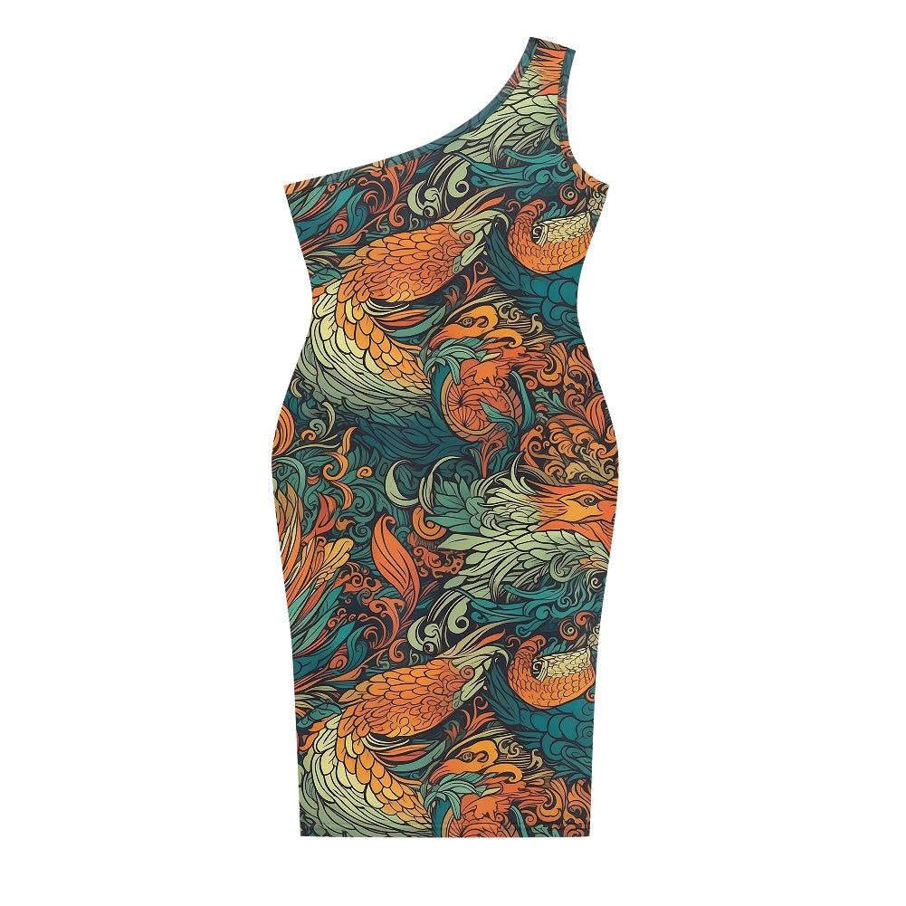 Discover Elegance: Luxtrini's One-Shoulder Slim Dress - Chinese