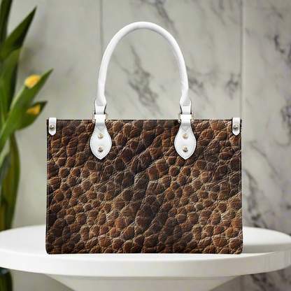 Wild Essence: Textured Brown Women's PU Leather Twill Handbag for Everyday Elegance