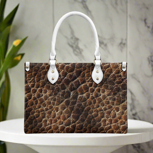 Wild Essence: Textured Brown Women's PU Leather Twill Handbag for Everyday Elegance