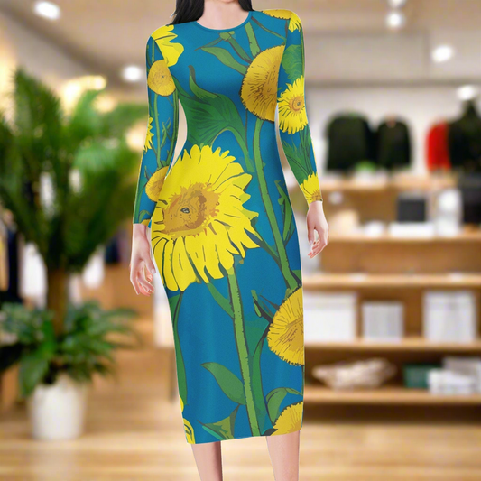 Sunflower Women Bodycon Midi Sheath Dress - up to 4XL