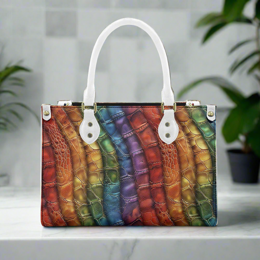 Alligator Rainbow Pride Women's PU leather twill handbag