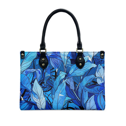 Blue Tropical Leaf Designer - Vibrant and Elegant Women's PU Leather Twill Handbag