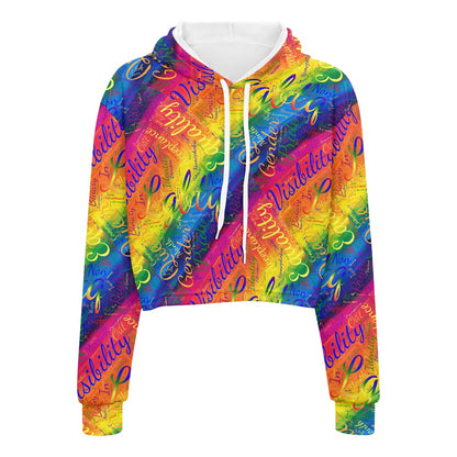 Women's midriff-baring sweatshirt - LGBTQ Pride white