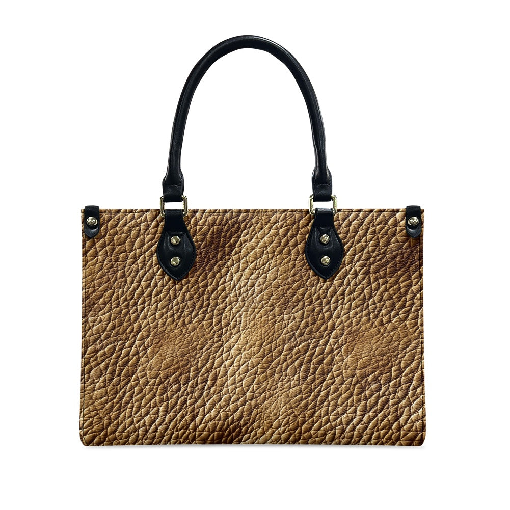 Golden Grain: Timeless Brown Leather for Women Women's PU Leather Twill Handbag