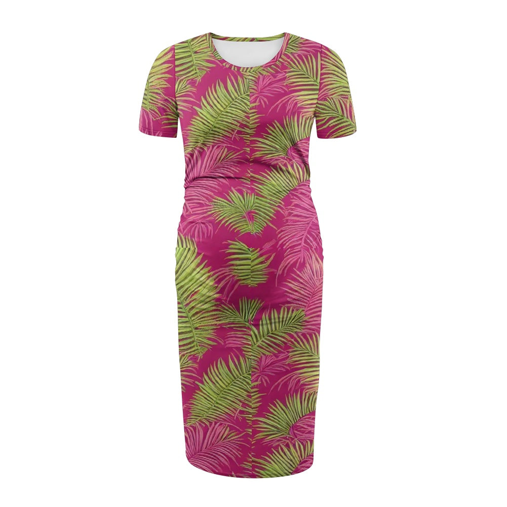 Maternity short sleeve midi dress