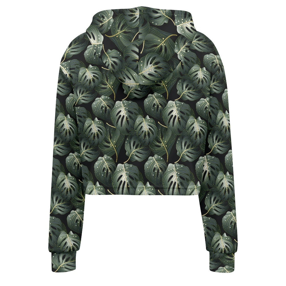 Women's midriff-baring sweatshirt - Green Tropical