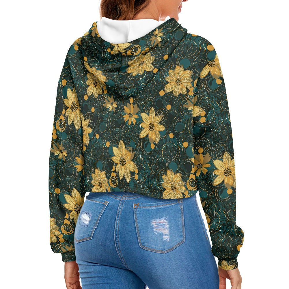 Women's midriff-baring sweatshirt - Gold & Green