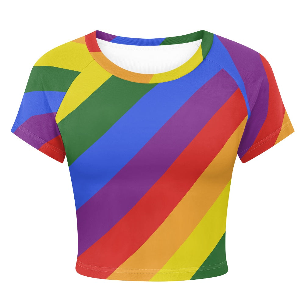 Rainbow Tight cropped navel-baring T-shirt white