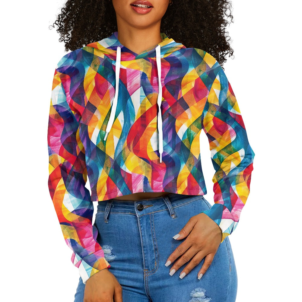 Women's midriff-baring sweatshirt - Rainbow