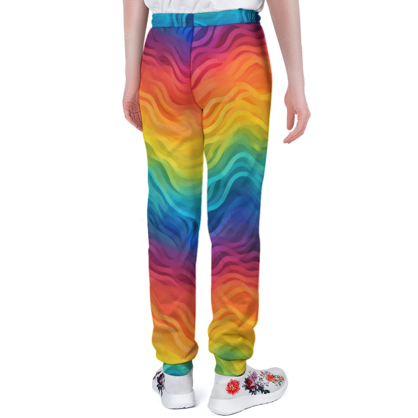 🌈 Men’s Rainbow Wave Sweatpants – Full-Print Athletic Joggers with Pockets, Elastic Waistband &amp; Ultra-Soft Fit