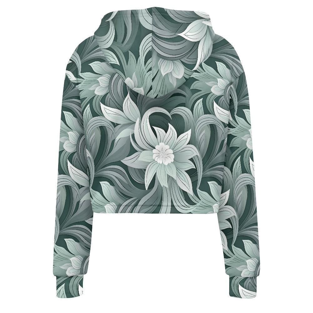 Women's midriff-baring sweatshirt - Tropical Floral