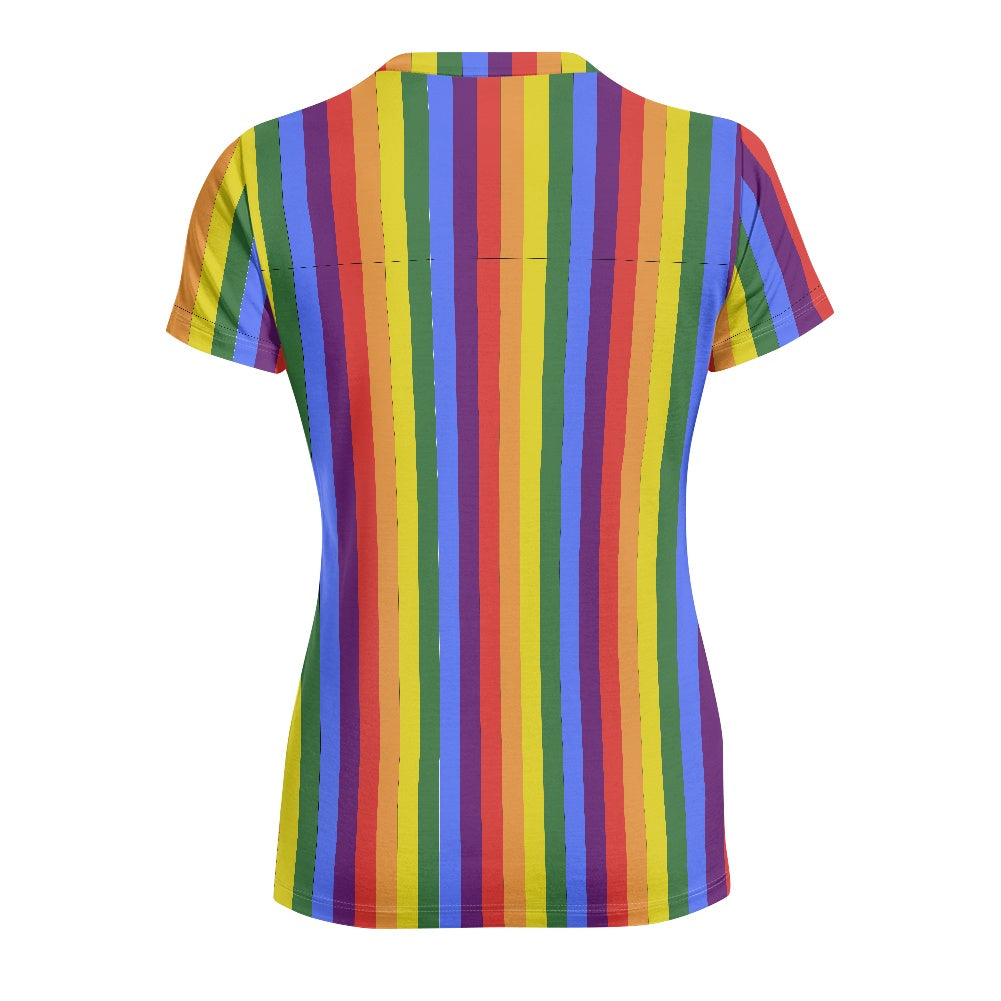 Exquisite Handcrafted Rainbow Pride Round Neck T-Shirt – Luxurious Comfort & Stylish Diversity, Designed for Unity