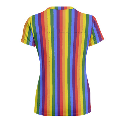 Exquisite Handcrafted Rainbow Pride Round Neck T-Shirt – Luxurious Comfort & Stylish Diversity, Designed for Unity