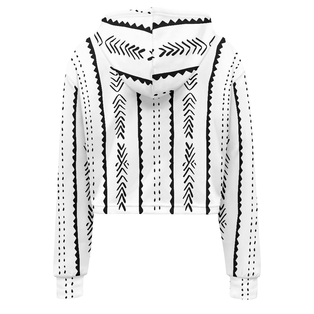 Women's midriff-baring sweatshirt - Ethnic B&W
