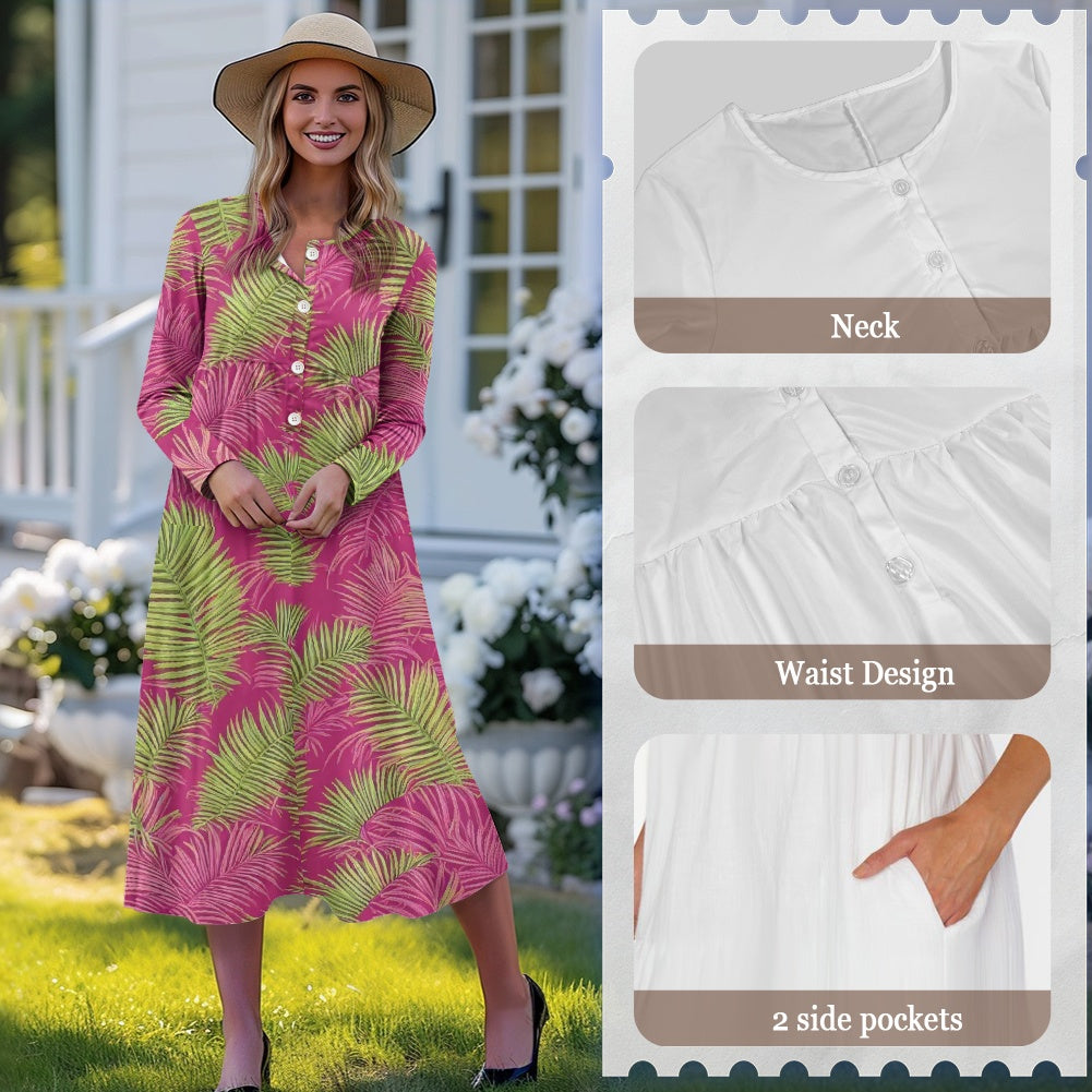 Ladies V-neck button dress