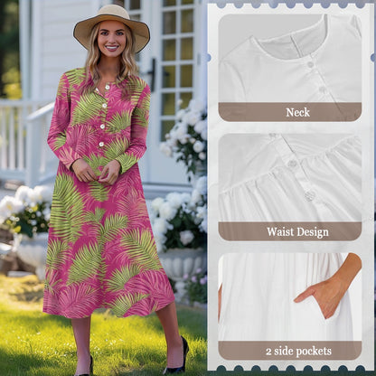 Ladies V-neck button dress